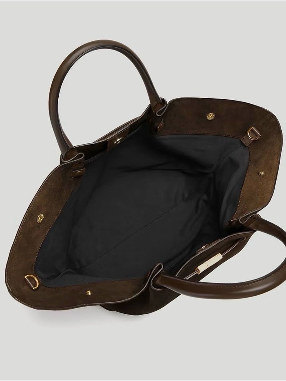 DeMellier Brown Suede Tote Bag with Gold Hardware - Picture 3 of 11